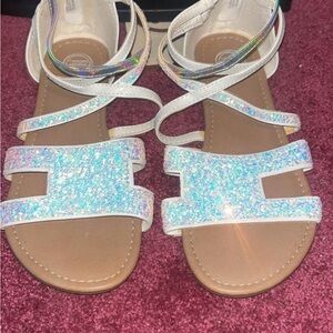 Wonder Nation Blue Glitter Sandals size 5